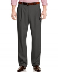 From Louis Raphael, these single pleated dress pants offer a hidden extended fit that accommodates two extra inches of comfort, resulting in a classic look that adds true versatility to your workweek rotation. From Louis Raphael, these single pleated dress pants offer a hidden extended fit that accommodates two extra inches of comfort, resulting in a classic look that adds true versatility to your workweek rotation.