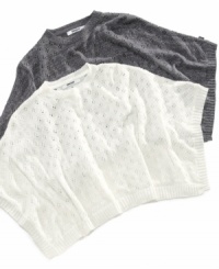 A heavenly mix of sparkly thread and a delicate pointelle knit. She'll sport her DKNY poncho with slim-fitted denim for the ultimate after-school outfit. A heavenly mix of sparkly thread and a delicate pointelle knit. She'll sport her DKNY poncho with slim-fitted denim for the ultimate after-school outfit.