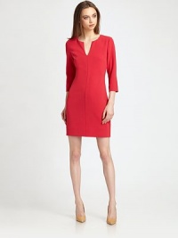Statement-making mini dress with three-quarter sleeves and a split neckline. Split crewneckThree-quarter sleevesAbout 19 from natural waist71% triacetate/29% polyesterDry cleanImportedModel shown is 5'10 (177cm) wearing US size 2.OUR FIT MODEL RECOMMENDS ordering true size. Statement-making mini dress with three-quarter sleeves and a split neckline. Split crewneckThree-quarter sleevesAbout 19 from natural waist71% triacetate/29% polyesterDry cleanImportedModel shown is 5'10 (177cm) wearing US size 2.OUR FIT MODEL RECOMMENDS ordering true size.