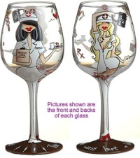 Bottom's Up 15-Ounce TLC Handpainted Wine Glass Bottom's Up 15-Ounce TLC Handpainted Wine Glass