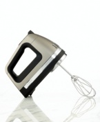 The sleek, speedy KitchenAid Architect hand mixer puts professional power in the palm of your hand. Simple fingertip controls let you switch between seven speeds with ease, while a soft start function increases speed slowly to prevent splattering. A soft grip with ergonomic finger groove keeps your arm fresh, letting you mix more without any discomfort. One-year warranty. Model KHM720ACS.