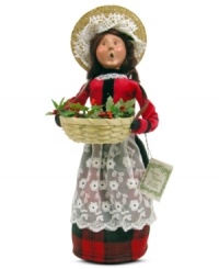 In the business of decking halls with boughs of holly, this festively dressed merchant sells the traditional red and green plants of Christmas. A beautiful figurine from the Cries of London collection, with the handcrafted charm of Byers' Choice. In the business of decking halls with boughs of holly, this festively dressed merchant sells the traditional red and green plants of Christmas. A beautiful figurine from the Cries of London collection, with the handcrafted charm of Byers' Choice.