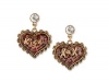 Betsey Johnson Earrings, Gold-Tone Pink Leopard Heart Drop Earrings