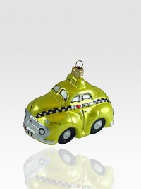 An enchanting tribute to the checkered cabs of the past, this familiar shape and color brings a little wit to this ubiquitous means of getting around town, as created by Poland's celebrated glass artisans. Mouth-blown glass Hand-painted Gift boxed 2H X 3L Imported An enchanting tribute to the checkered cabs of the past, this familiar shape and color brings a little wit to this ubiquitous means of getting around town, as created by Poland's celebrated glass artisans. Mouth-blown glass Hand-painted Gift boxed 2H X 3L Imported