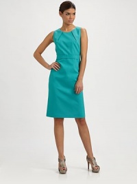Who needs a basic sheath when you can have a fashion-forward design with clever details? Round neckSleevelessPleat detailsWaist dartsBelted designBack zipperFully linedAbout 39 from shoulder to hem62% polyester/34% viscose/4% elastaneDry cleanImportedModel shown is 5'9½ (176cm) wearing US size 4. OUR FIT MODEL RECOMMENDS ordering true size. Who needs a basic sheath when you can have a fashion-forward design with clever details? Round neckSleevelessPleat detailsWaist dartsBelted designBack zipperFully linedAbout 39 from shoulder to hem62% polyester/34% viscose/4% elastaneDry cleanImportedModel shown is 5'9½ (176cm) wearing US size 4. OUR FIT MODEL RECOMMENDS ordering true size.