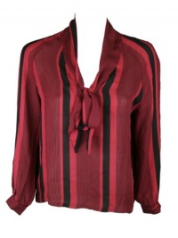 Tucker Womens Stripe Tie Front V Long Sleeve Blouse Top Tucker Womens Stripe Tie Front V Long Sleeve Blouse Top
