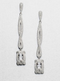 EXCLUSIVELY AT SAKS. A vintage-inspired style featuring hand-set, brilliant pavé crystals in a long and elegant drop design. CrystalsCubic zirconiaRhodium-plated brassDrop, about 2.9Post backImported 