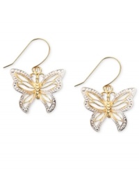 Delightfully dainty, these beautiful butterfly earrings are crafted in 14k gold. Approximate drop: 1-1/4 inches.