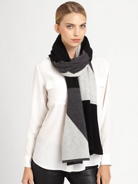 A seasonal essential in luxe cashmere takes on a trend-forward colorblock effect. Cashmere23 X 80Dry cleanImported