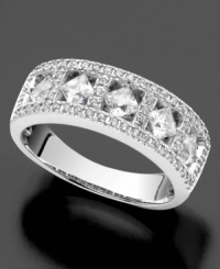 Take a step in a new direction. This gorgeous ring features round- and princess-cut diamond (1 ct. t.w.) set in 14k white gold. Take a step in a new direction. This gorgeous ring features round- and princess-cut diamond (1 ct. t.w.) set in 14k white gold.