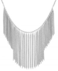 It's a fringe frenzy! This latest trend is working its way into all variety of accessories. INC International Concepts' ultra-chic style features flowing fringe details in silver tone mixed metal. Approximate length: 19 inches + 3-inch extender. Approximate drop: 3-1/2 inches. It's a fringe frenzy! This latest trend is working its way into all variety of accessories. INC International Concepts' ultra-chic style features flowing fringe details in silver tone mixed metal. Approximate length: 19 inches + 3-inch extender. Approximate drop: 3-1/2 inches.