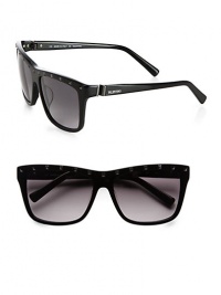 Rockstar-inspired, studded square shades in lightweight acetate. Available in black with grey gradient lens.Logo temples100% UV protectionMade in Italy Rockstar-inspired, studded square shades in lightweight acetate. Available in black with grey gradient lens.Logo temples100% UV protectionMade in Italy