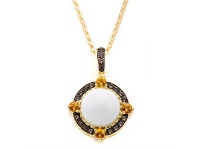 Carlo Viani® White Abalone Pendant in 14k Yellow Gold Plated Silver