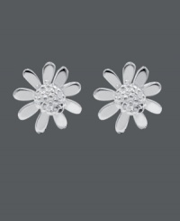 Spring for sweet, summery style. Unwritten stud earrings feature a detailed sunflower crafted in sterling silver. Approximate diameter: 3/8 inch. Spring for sweet, summery style. Unwritten stud earrings feature a detailed sunflower crafted in sterling silver. Approximate diameter: 3/8 inch.