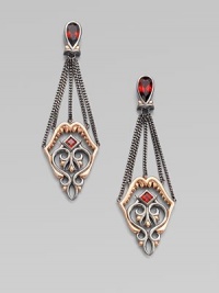 From the Les Dents de la Mer Collection. A golden shark jaw, jagged teeth and all, becomes a delightful design element in these graceful filigree earrings that hang from garnet teardrops and blackened chains.Red garnetRose goldplated sterling silver and black rhodium-plated sterling silverLength, about 2¾14k gold post backImported From the Les Dents de la Mer Collection. A golden shark jaw, jagged teeth and all, becomes a delightful design element in these graceful filigree earrings that hang from garnet teardrops and blackened chains.Red garnetRose goldplated sterling silver and black rhodium-plated sterling silverLength, about 2¾14k gold post backImported