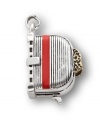 Toast of the town. Perfect for any domestic diva, Fossil's toaster charm features a working lever to move the toast slices up or down. Set in silver tone mixed metal with red enamel embellishment and brass tone mixed metal toast slices. Approximate drop: 7/8 inch.