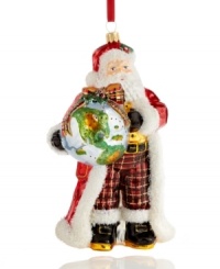 Santa Claus maps out his next delivery route in this Tartan-trimmed Polonaise ornament from Kurt Adler. Mouth-blown glass with elaborate hand-painted detail make it an instant classic. Santa Claus maps out his next delivery route in this Tartan-trimmed Polonaise ornament from Kurt Adler. Mouth-blown glass with elaborate hand-painted detail make it an instant classic.
