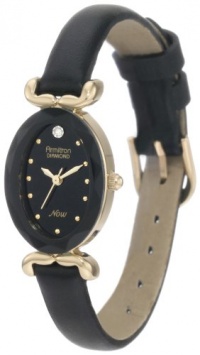 Armitron Women's 753248BKBK NOW Diamond Accented Gold-Tone Black Leather Watch Armitron Women's 753248BKBK NOW Diamond Accented Gold-Tone Black Leather Watch