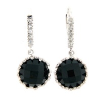 Meredith Leigh Sterling Silver Onyx and White Topaz Earrings