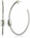 Judith Jack Sterling Silver, Marcasite and Green Amy Hoop Earrings