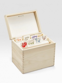 Help someone organize their culinary masterpieces with this charming and carefully designed wood box, gold-stamped with a chef's motif and filled with creamy, cotton letterpressed recipe cards so that recipes for favorite dishes will always be close by. Help someone organize their culinary masterpieces with this charming and carefully designed wood box, gold-stamped with a chef's motif and filled with creamy, cotton letterpressed recipe cards so that recipes for favorite dishes will always be close by.