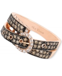 Wrap your fingers in this glam style. Le Vian's belt buckle ring features two rows of round-cut chocolate diamonds (5/8 ct. t.w.) and white diamonds (1/10 ct. t.w.) in 14k rose gold. Size 7. Wrap your fingers in this glam style. Le Vian's belt buckle ring features two rows of round-cut chocolate diamonds (5/8 ct. t.w.) and white diamonds (1/10 ct. t.w.) in 14k rose gold. Size 7.