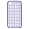 Premium TPU Flexi Argyle Gel Skin for Apple iPhone4, 4th Generation, 4th Gen Flexible See Thru Skin, Purple Checkers Plaid Print