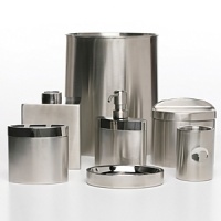 Stainless steel pump. Shiny and sleek, Executive bath accessories by Hudson Park are a bold statement for any bathroom. Stainless steel pump. Shiny and sleek, Executive bath accessories by Hudson Park are a bold statement for any bathroom.