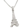 Silvertone and Clear Rhinestone Eiffel Tower Charm Pendant Necklace Fashion Jewelry