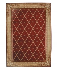 A long runner that is ideal for hallways and entryways. Infusing classic design with modern flair, this rug features a striking lattice pattern studded with rosettes on a deep sienna ground, bordered with floral and vine accents. A premium wool weave imparts rich texture and indulgent softness. A long runner that is ideal for hallways and entryways. Infusing classic design with modern flair, this rug features a striking lattice pattern studded with rosettes on a deep sienna ground, bordered with floral and vine accents. A premium wool weave imparts rich texture and indulgent softness.