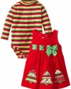 Bonnie Baby Baby-Girls Infant Tree Appliqued Corduroy Jumper Set, Red, 24 Months