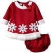 Bonnie Baby Girls Newborn Snowflake Applique Santa Dress, Red, 6-9 Months