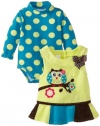 Bonnie Baby-girls Newborn Owl Corduroy Jumper, Lime, 3-6 Months