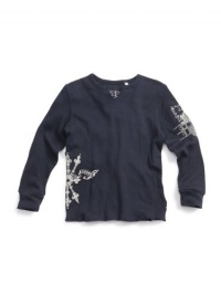 GUESS Kids Boys Slit Neck Shirt with Appliqué, NAVY (7) GUESS Kids Boys Slit Neck Shirt with Appliqué, NAVY (7)