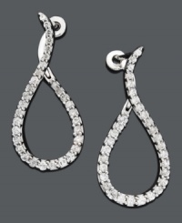 Every girl loves a little sparkle. Earrings combine a sophisticated loop design with dozens of round-cut diamonds (1/2 ct. t.w.). Crafted in 14k white gold. Approximate drop: 9/10 inch. Every girl loves a little sparkle. Earrings combine a sophisticated loop design with dozens of round-cut diamonds (1/2 ct. t.w.). Crafted in 14k white gold. Approximate drop: 9/10 inch.