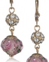 Betsey Johnson Tzarina Princess Pink Flower Bead Drop Earrings