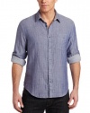 Perry Ellis Men's Long Sleeve Oxford Woven Shirt, Blueprint, X-Large