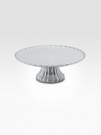 A beautiful stage for a freshly baked dessert, individually crafted and hand-colored in fluted metal with an opalescent, crushed mother-of-pearl enamel. Food safe Engraved signature 5H X 14 diam. Hand wash Imported A beautiful stage for a freshly baked dessert, individually crafted and hand-colored in fluted metal with an opalescent, crushed mother-of-pearl enamel. Food safe Engraved signature 5H X 14 diam. Hand wash Imported