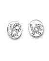 Two come together as one on this heartfelt pair of platinum vermeil and sterling earrings from Crislu. Accented by delicate cubic zirconia stones, the discs spell L-O-V-E.