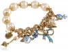 Betsey Johnson Holiday Boxed Gift Box with Blue Bow Half-Stretch Bracelet, 7.5