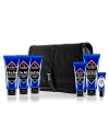 For the guy on the go. Contains six head-to-toe grooming products in a black micro-fiber bag. Makes a great starter kit. Beard Lube Conditioning Shave, 3 oz. All-Over Wash for Face, Hair and Body, 3 oz. Double Duty Face Moisturizer SPF 20, 1.5 oz. Face Buff Energizing Scrub, 3 oz. Industrial Strength Hand Healer, 3 oz. Intense Therapy Lip Balm SPF 25, 0.25 oz.