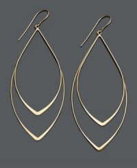 Add effortless glamour and a touch of glitter in these stunning gold drops. Earrings feature two graduated ovals set in 14k gold. Approximate drop: 2-3/4 inches. Add effortless glamour and a touch of glitter in these stunning gold drops. Earrings feature two graduated ovals set in 14k gold. Approximate drop: 2-3/4 inches.