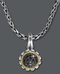 Be unique. Ballissima by Effy Collection's one-of-a-kind necklace features an intricate chain that highlights a flower-shaped pendant decorated by sparkling, round-cut black diamonds (1/5 ct. t.w.). Set sterling silver and 18k gold. Approximate length: 18 inches. Approximate drop: 13/16 inch. Be unique. Ballissima by Effy Collection's one-of-a-kind necklace features an intricate chain that highlights a flower-shaped pendant decorated by sparkling, round-cut black diamonds (1/5 ct. t.w.). Set sterling silver and 18k gold. Approximate length: 18 inches. Approximate drop: 13/16 inch.
