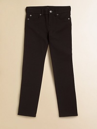 A skinny fit design hits just below the ankle and mimics jeans for a perfectly polished silhouette. Belt loops Zip and button closure Stretch design Metal rivet details Patch logos on back waist and pocket 5-pocket style 71% rayon/25% rayon/4% spandex Machine wash Imported A skinny fit design hits just below the ankle and mimics jeans for a perfectly polished silhouette. Belt loops Zip and button closure Stretch design Metal rivet details Patch logos on back waist and pocket 5-pocket style 71% rayon/25% rayon/4% spandex Machine wash Imported