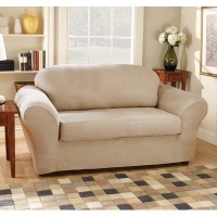 Sure Fit Stretch Suede Bench Seat Loveseat Slipcover, Chocolate Sure Fit Stretch Suede Bench Seat Loveseat Slipcover, Chocolate