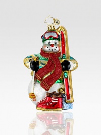 The perfect gift for an avid skier, a glitter-coated, beautifully crafted Frosty is ready to hit the slopes. Hand-blownHand-painted5½ tallMade in Poland The perfect gift for an avid skier, a glitter-coated, beautifully crafted Frosty is ready to hit the slopes. Hand-blownHand-painted5½ tallMade in Poland