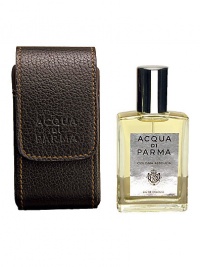 A tribute to traditional values, this product harmoniously blends elegance with practicality. The elegant leather case, fashioned in a classic shape, is an example of renowned Italian craftsmanship. The case contains a 1 oz. spray. This travel spray is a truly unique accessory that will last a lifetime. A set of two 1 oz. refills is also available separately. A tribute to traditional values, this product harmoniously blends elegance with practicality. The elegant leather case, fashioned in a classic shape, is an example of renowned Italian craftsmanship. The case contains a 1 oz. spray. This travel spray is a truly unique accessory that will last a lifetime. A set of two 1 oz. refills is also available separately.