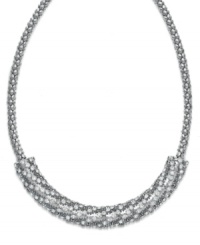 Glam it up! With a touch of crystal and a silver tone mixed metal setting, Alfani's frontal necklace is well-equipped for any special occasion. Approximate length: 18 inches + 2-inch extender. Glam it up! With a touch of crystal and a silver tone mixed metal setting, Alfani's frontal necklace is well-equipped for any special occasion. Approximate length: 18 inches + 2-inch extender.