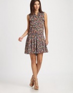 A playful design featuring an allover floral print, pretty pleats and convenient pockets.SleevelessConcealed button frontDrop waistPleat detailsAllover printInseam, about 4Rise, about 26PolyesterDry cleanImported Model shown is 5'9½ (176cm) wearing US size 4. 