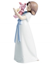 Piglet is all smiles, cuddling with a pretty little girl in this fine porcelain figurine. Delicate glazed detail and a whimsical garden design in her skirt make it a Nao by Lladro classic. Piglet is all smiles, cuddling with a pretty little girl in this fine porcelain figurine. Delicate glazed detail and a whimsical garden design in her skirt make it a Nao by Lladro classic.